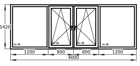 Окно трехстворчатое для балкона